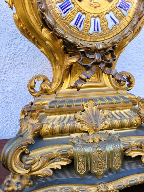 3 Piece Gilded Bronze Set, Napoleon III, 19th Century