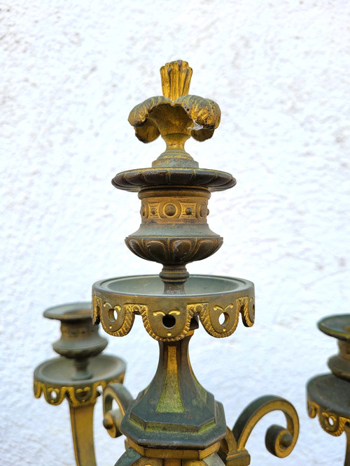 3 Piece Gilded Bronze Set, Napoleon III, 19th Century