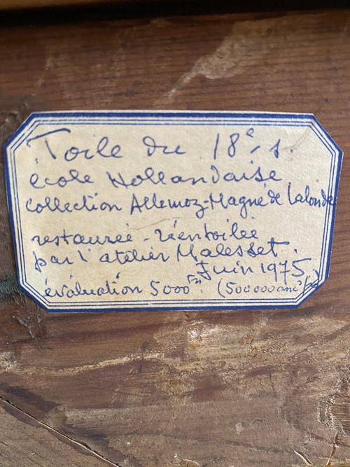 Grande olio su tela, scena di campagna, scuola olandese del XVIII secolo