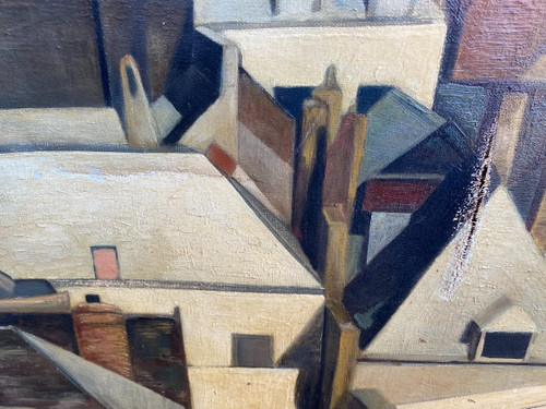 Große Ansicht Von Amiens Um 1950, Öl Auf Leinwand, Somme, Kathedrale,Dächer