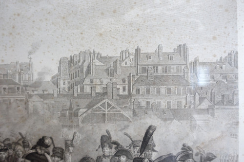 Grande incisione napoleonica: recensione del Generale Bonaparte 1° Console alle Tuileries, Vernet Isabey