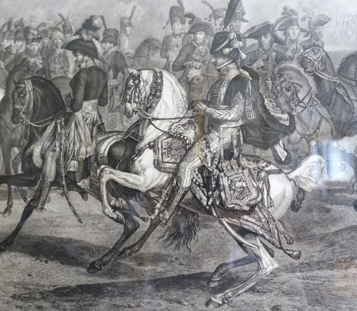 Grande incisione napoleonica: recensione del Generale Bonaparte 1° Console alle Tuileries, Vernet Isabey