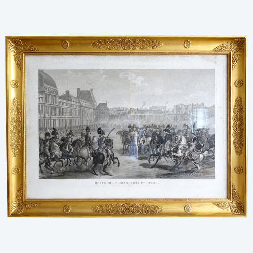 Grande incisione napoleonica: recensione del Generale Bonaparte 1° Console alle Tuileries, Vernet Isabey
