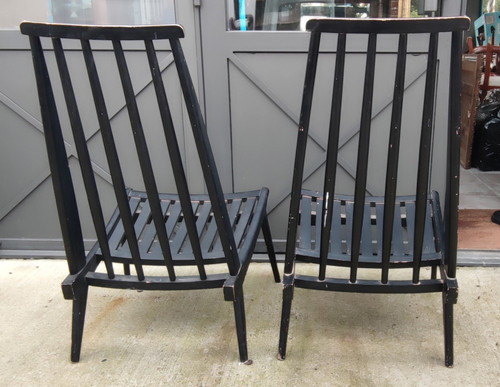 Coppia di Sedie Basse Sedie Basse/Poltrone dal Design Scandinavo