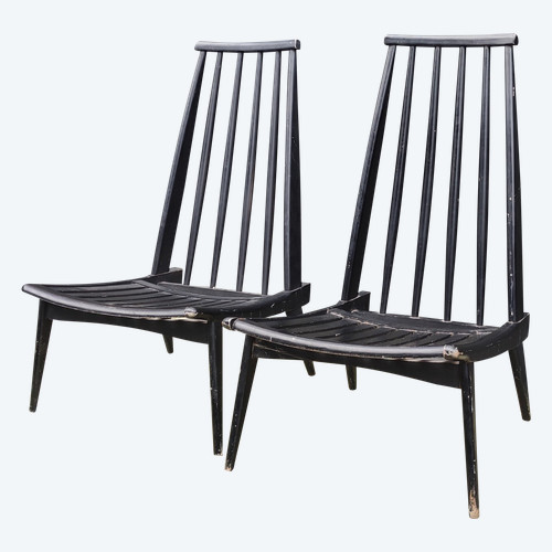 Coppia di Sedie Basse Sedie Basse/Poltrone dal Design Scandinavo
