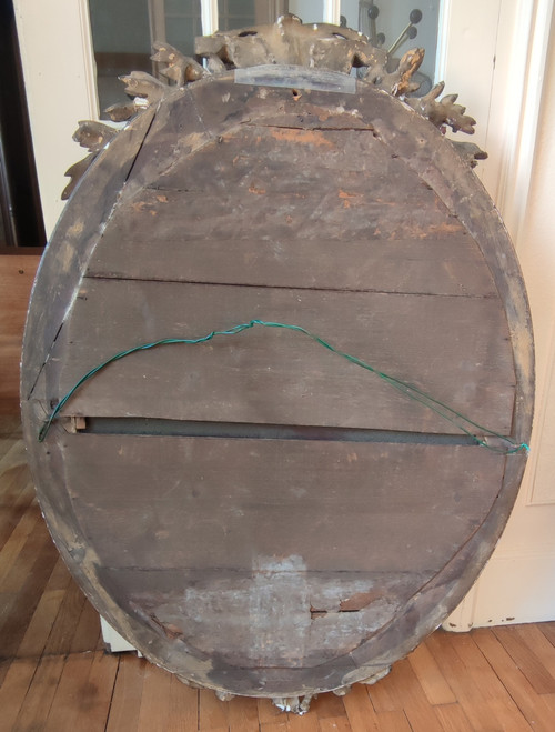 Ancien Grand Miroir ovale Doré fin du 18 ème siècle