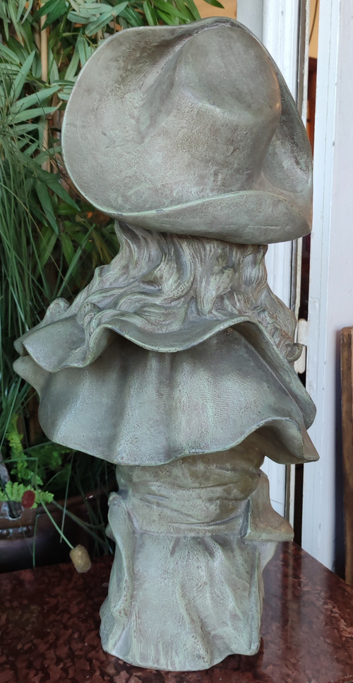 Grand buste de femme en fonte  Art Nouveau fin XIX ème signé Nelson