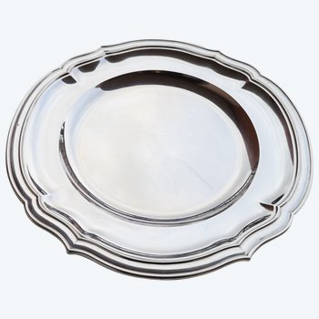 Round and hollow dish in solid silver neck brace Orfèvrerie TETARD Frères (ref MA 0389)