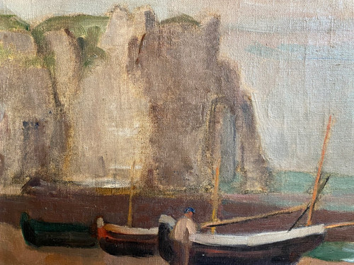 Huile Sur Toile Ancienne signée, étretat, Normandie…