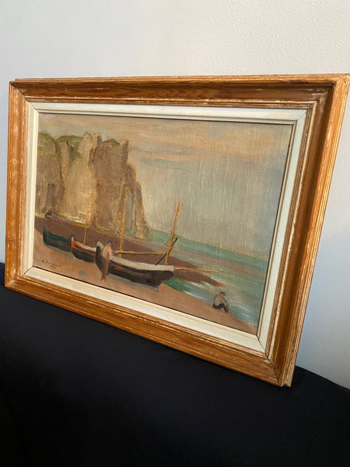 Huile Sur Toile Ancienne signée, étretat, Normandie…