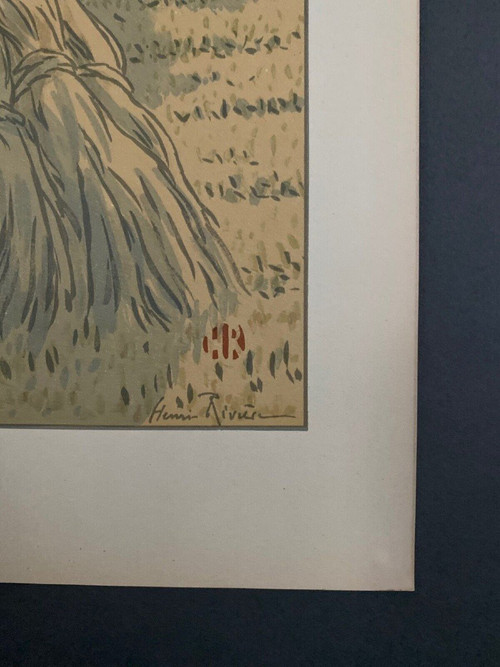 Lithographie par Henri Rivière L'Orage qui monte - La Féérie des Heures