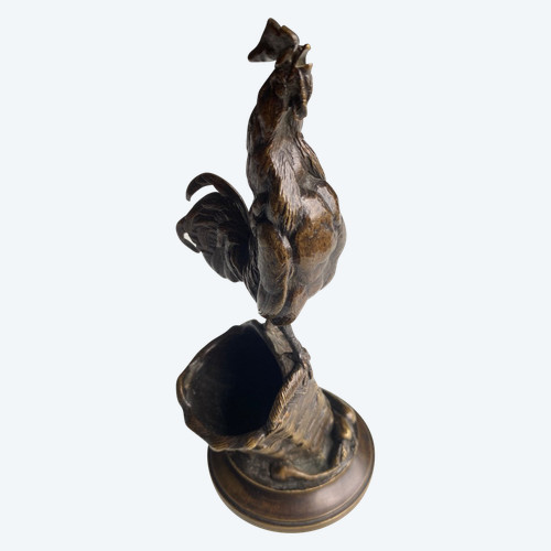 Coq En Bronze XIXème Formant Un Porte Allumette Signé Auguste Nicolas Caïn (1821-1894)