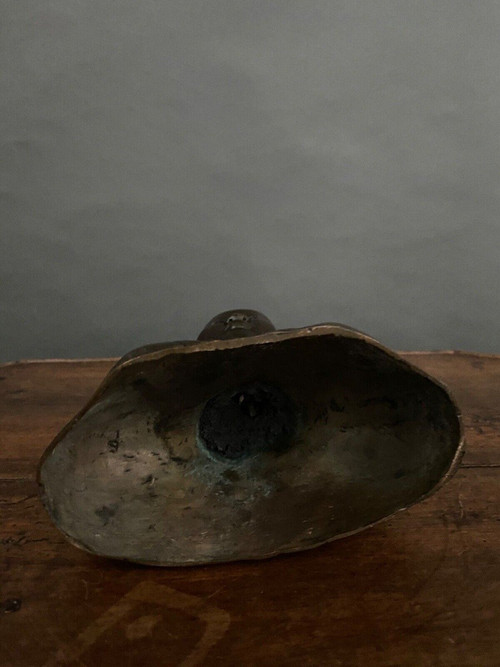 Balinese Indochinese dancer bust bronze peacock wheel crown