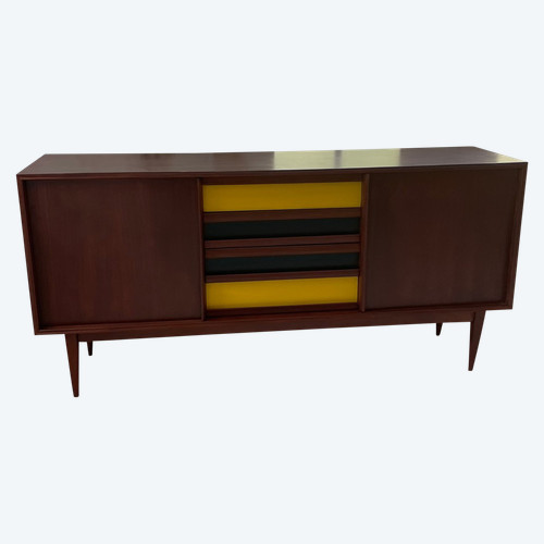 Credenza modernista scandinava in teak con 4 cassetti