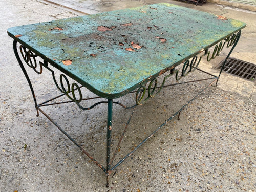 Console / Table De Présentation En Fer Forgé 1940 Attribuée à René Drouet (1899-1993)