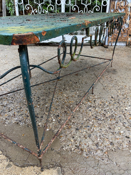 Console / Table De Présentation En Fer Forgé 1940 Attribuée à René Drouet (1899-1993)