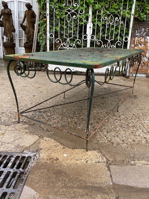 Console / Table De Présentation En Fer Forgé 1940 Attribuée à René Drouet (1899-1993)