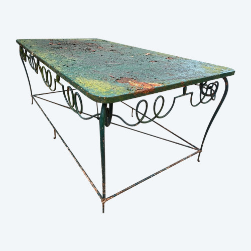 Console / Table De Présentation En Fer Forgé 1940 Attribuée à René Drouet (1899-1993)