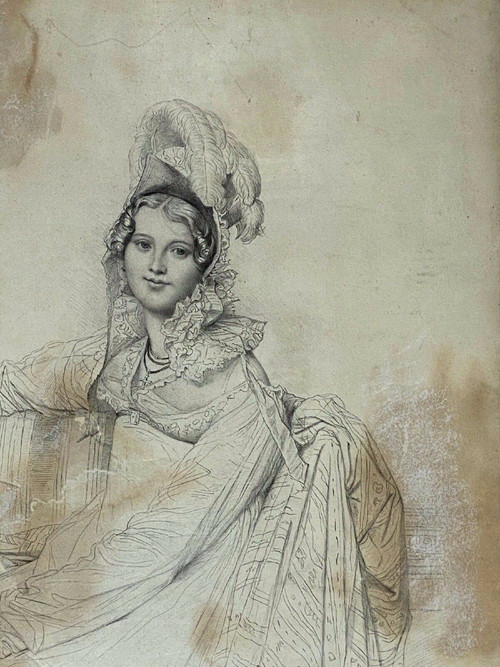 Gravure Jean Coraboeuf Madame Destouches dessinée par Ingres