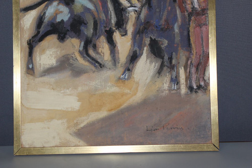 Pastello su pannello Corrida di Léon Perrin intorno al 1950