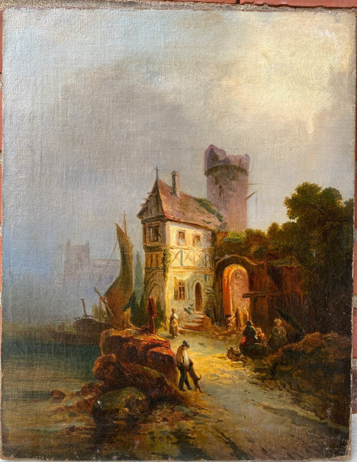 Scène De Rue Début XIXème Attribuée à Jacques Francois Carabain (1834-1933)