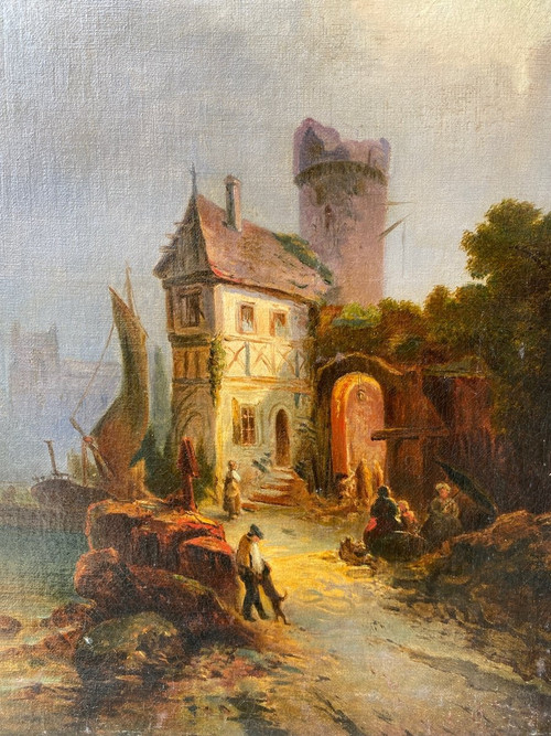 Scène De Rue Début XIXème Attribuée à Jacques Francois Carabain (1834-1933)