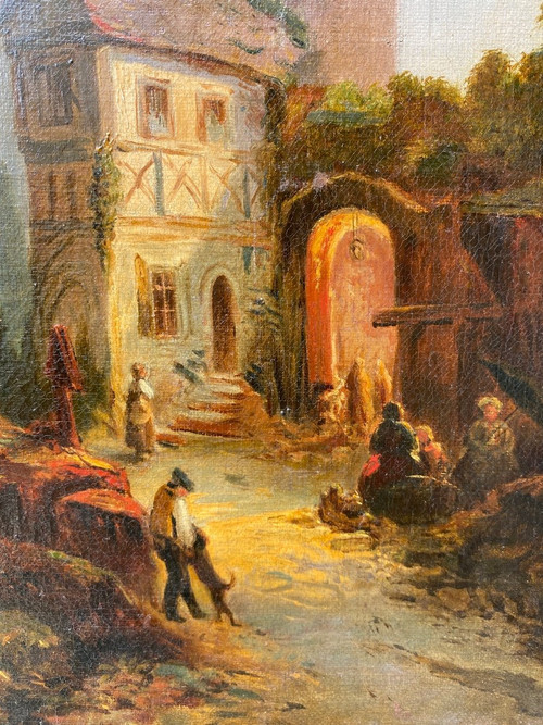 Scène De Rue Début XIXème Attribuée à Jacques Francois Carabain (1834-1933)