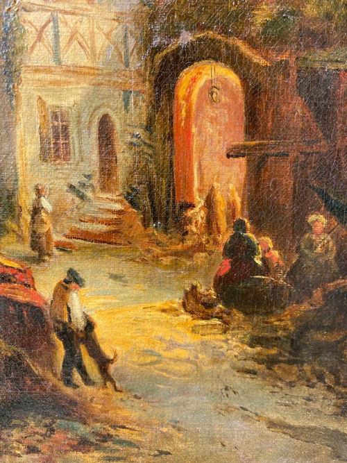 Scène De Rue Début XIXème Attribuée à Jacques Francois Carabain (1834-1933)