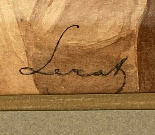 Aquarell von Leray oder Lerat Innenansicht einer Taverne Männer des 18.