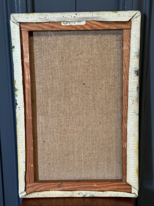 Olio su tela di Jower 1966 composizione moderna uomo con cravatta