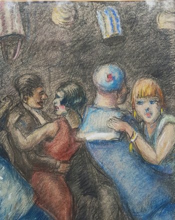 Georges POMERAT - Scène de cabaret à Marseille dans les années 1920