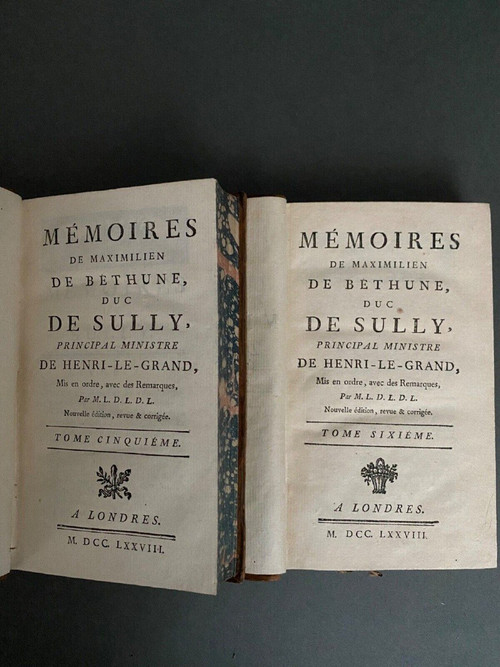 8 tomes Mémoires de Maximilien de Béthune Duc  de Sully 1778