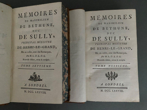 8 tomes Mémoires de Maximilien de Béthune Duc  de Sully 1778