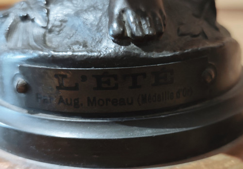 Paire d Anciennes Lampes à Pétrole  régule et marbre  Signées Auguste Moreau