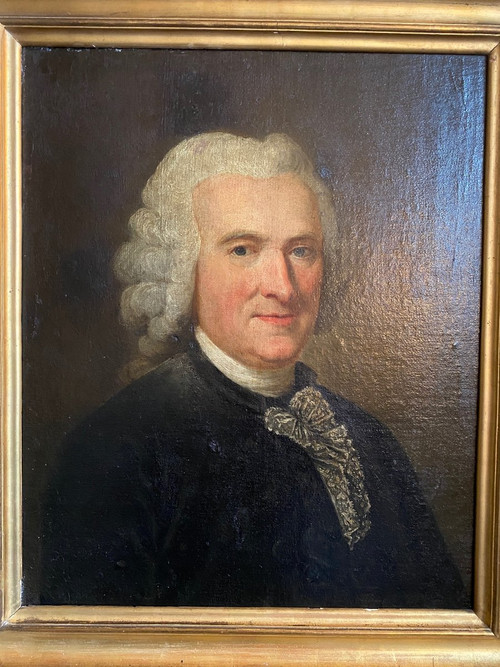 Portrait D’homme 18ème , Huile Sur Toile, Tableau Ancien…