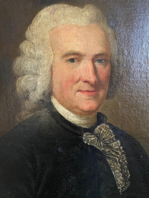 Portrait D’homme 18ème , Huile Sur Toile, Tableau Ancien…