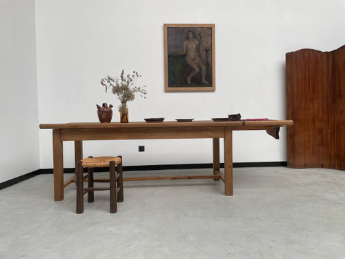 Table en pin massif avec sa rallonge, années 50