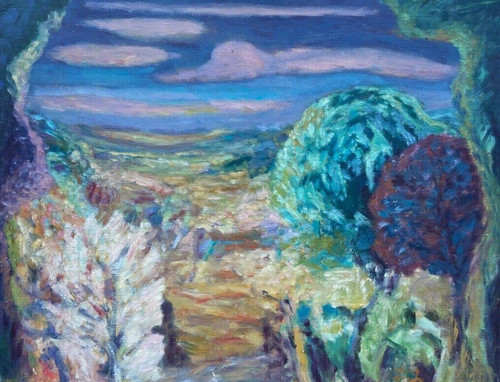 Oil on canvas signed David Arué impressionist landscape
