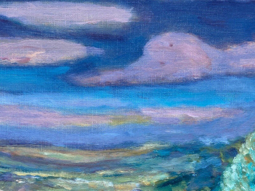 Oil on canvas signed David Arué impressionist landscape