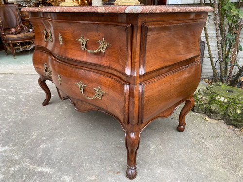 Provenzalische Sauteuse-Kommode aus dem 18. Jahrhundert, Louis XV, mit farbigem Marmorboden