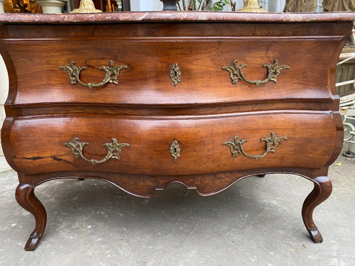 Provenzalische Sauteuse-Kommode aus dem 18. Jahrhundert, Louis XV, mit farbigem Marmorboden
