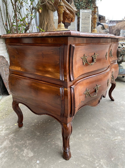 Provenzalische Sauteuse-Kommode aus dem 18. Jahrhundert, Louis XV, mit farbigem Marmorboden