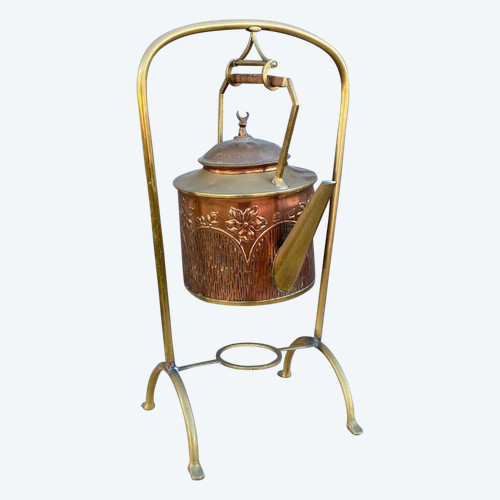 Samovar Art Nouveau Arts and Crafts 1900 laiton et cuivre