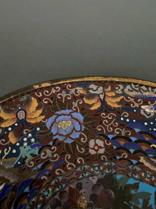 Piatto in smalto cloisonne XIX secolo Giappone Cina