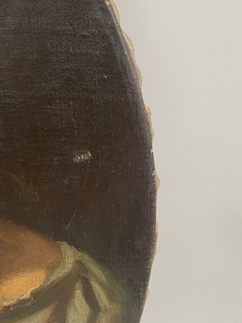 Öl auf Leinwand, Porträt eines Kindes, ovale Form aus dem 18. Jahrhundert