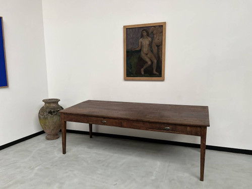 Großer Schreibtisch aus den 1940er Jahren aus massiver Eiche