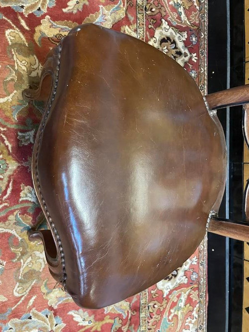 Set of 8 Italian Louis Philippe chairs from the Napoleon III period in leather