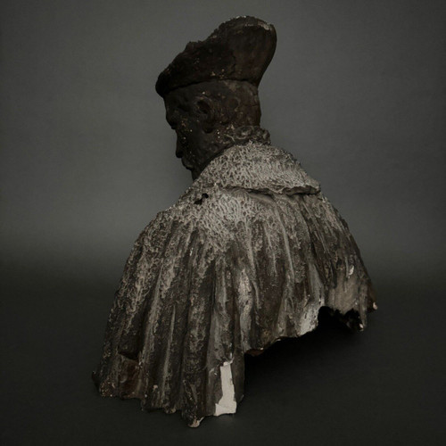 Scultura in gesso di Charles Filleul busto di un uomo rinascimentale