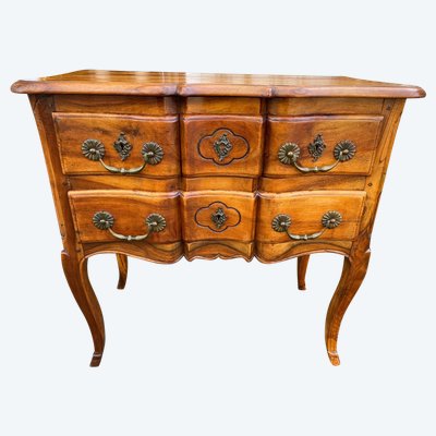 Commode rustique De Style Louis XV En Noyer Massif, Vallée Du Rhône, XXème Siècle
