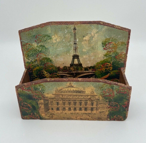 Mail carrier Eiffel Tower and Opera monuments of Paris early 20th century painting